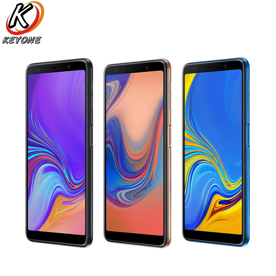 Новый мобильный телефон samsung Galaxy A7 A750F DS 2018 4G LTE 6 0 дюймов 4 Гб ОЗУ 64 ПЗУ три камеры