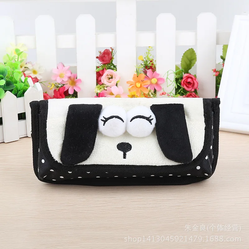 Милый плюшевый тканевый пенал с плюшевой собачкой мультяшный дизайн для ручек и