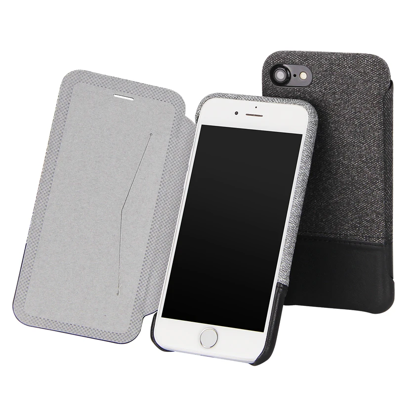 Flip Case Luxe Koeienhuid Lederen Telefoon case NUOKU Voor iPhone7 8 Plus X Portemonnee Kaart Tas Zachte Denim Bracket back Cove | Мобильные