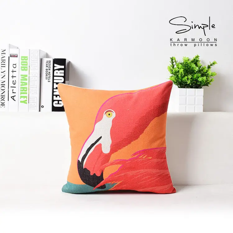 Тропические животные Фламинго Подушка с изображением попугая белье зебра птица