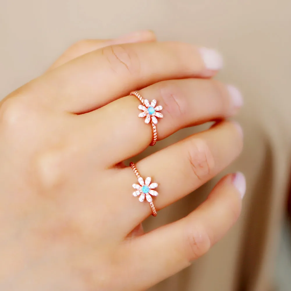 Hot rose gold color daisy delicate flower ring size 6 7 8 cute lovely flowers beautiful girl women gorgeous elegance thin rings | Украшения