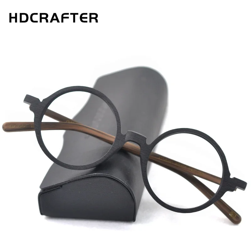 Винтажные круглые оправы для очков HDCRAFTER в стиле ретро мужчин и женщин деревянной