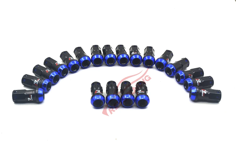 20pcs 44mm M12 1.5 1.25 Blue Cap Anti Theft Steel Maxguard Car Tuning Auto Racing Wheel Lug Nuts Lock Locking Nuts