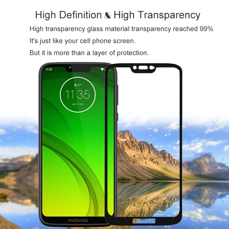 2 шт Полное покрытие экрана протектор Закаленное стекло для Motorola Moto G7 power 6,2" Защитное стекло для g7 power XT1955 пленочный чехол