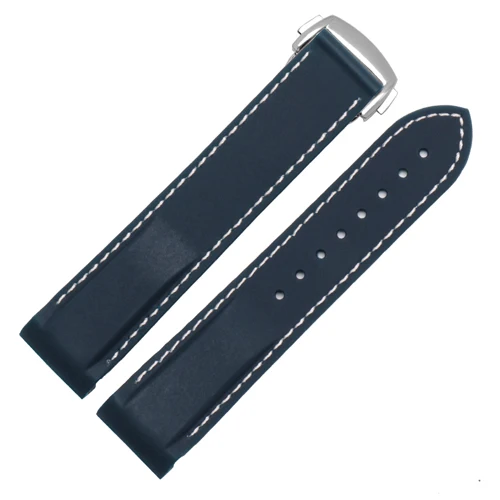 Dark blue white C Силиконовый ремешок для часов сменный мужской Т-образный ремешок, резиновый спортивный ремешок 20 22 мм для Omega Hippocampus, Мужская серия "Космос океан" - Цвет ремешка: Dark blue white C