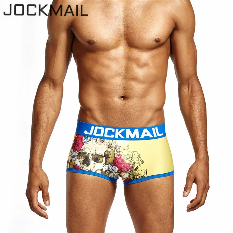 Бренд jockmail цифровой шлепанцы с принтом в виде черепов; Мужское нижнее белье боксеры Мужские шорты для купания сексуальные кальсоны боксер самакуэка, нижнее белье, трусы