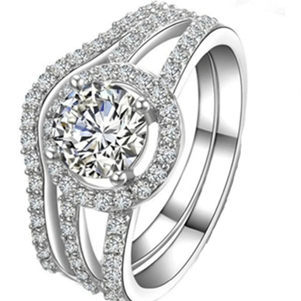 Женское кольцо с искусственным бриллиантом 1 карат из стерлингового серебра