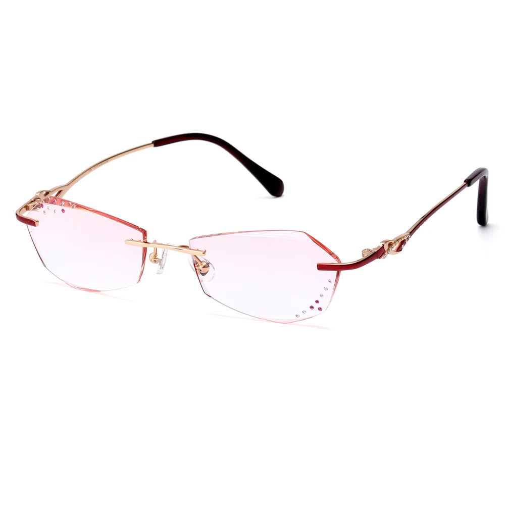 Gmei оптический q18081 Rimless алмазные Резка Оптические стёкла очки Рамки для Для женщин