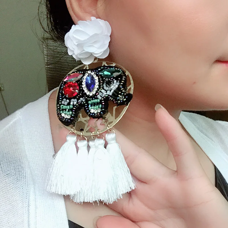 Большие серьги NeeFu WoFu в европейском и американском стиле цветы Серьги-кисточки