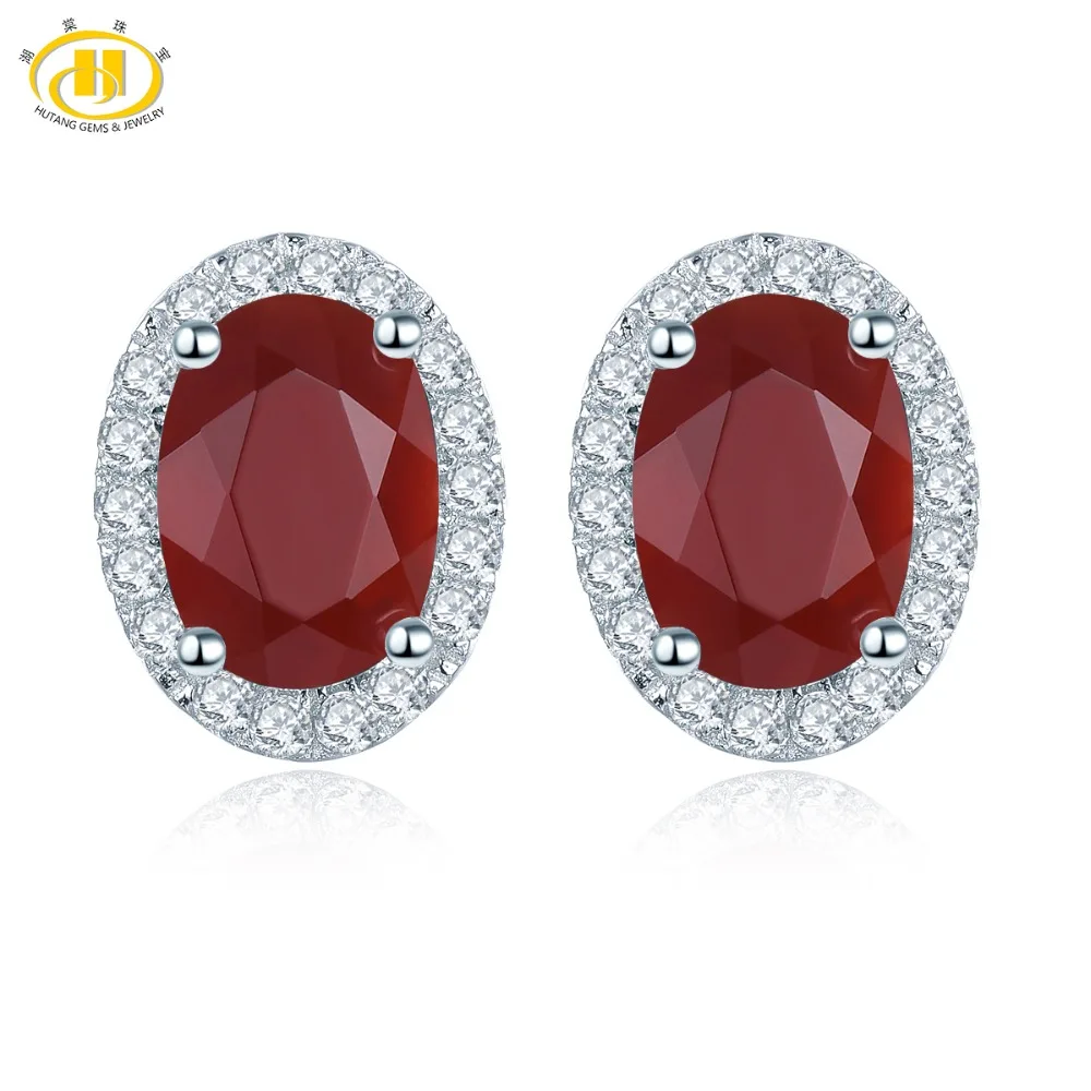 Hutang 7.0ct натуральный красный агат серьги серебро 925 Изящные ювелирные изделия с