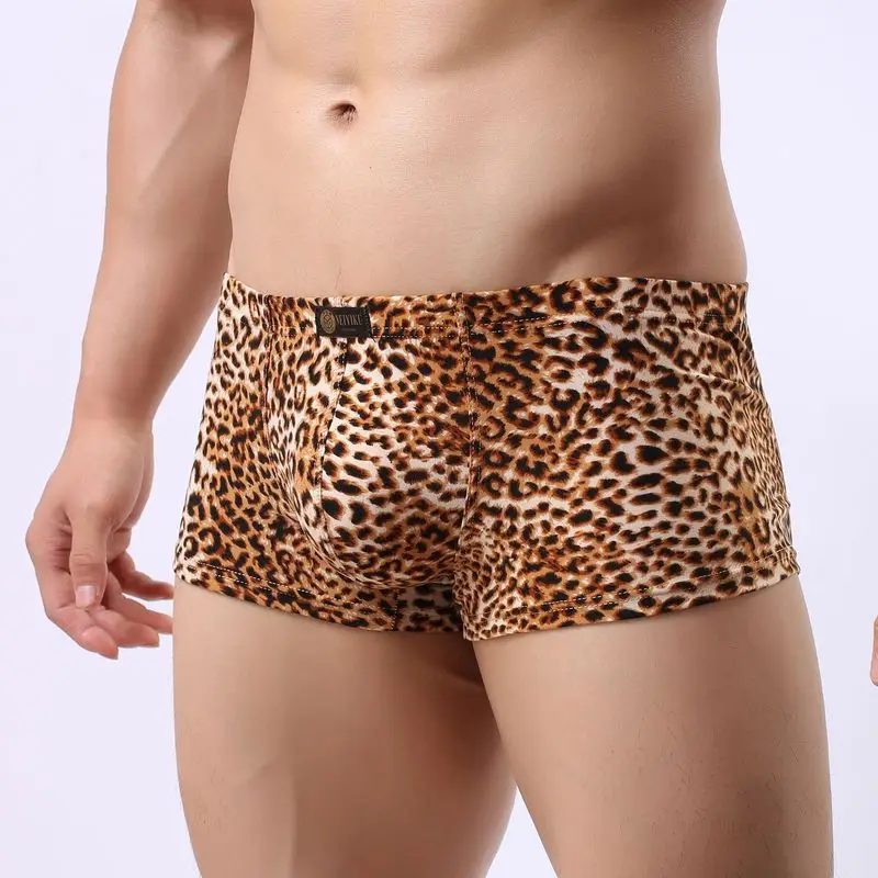 Мужские трусы боксеры мягкое дышащее нижнее белье с леопардовым принтом мужские