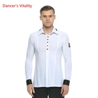 long sleeves ballroom dance shirt adult man waltz ballroom latin dance costume for mans dancing practiceperformance wear