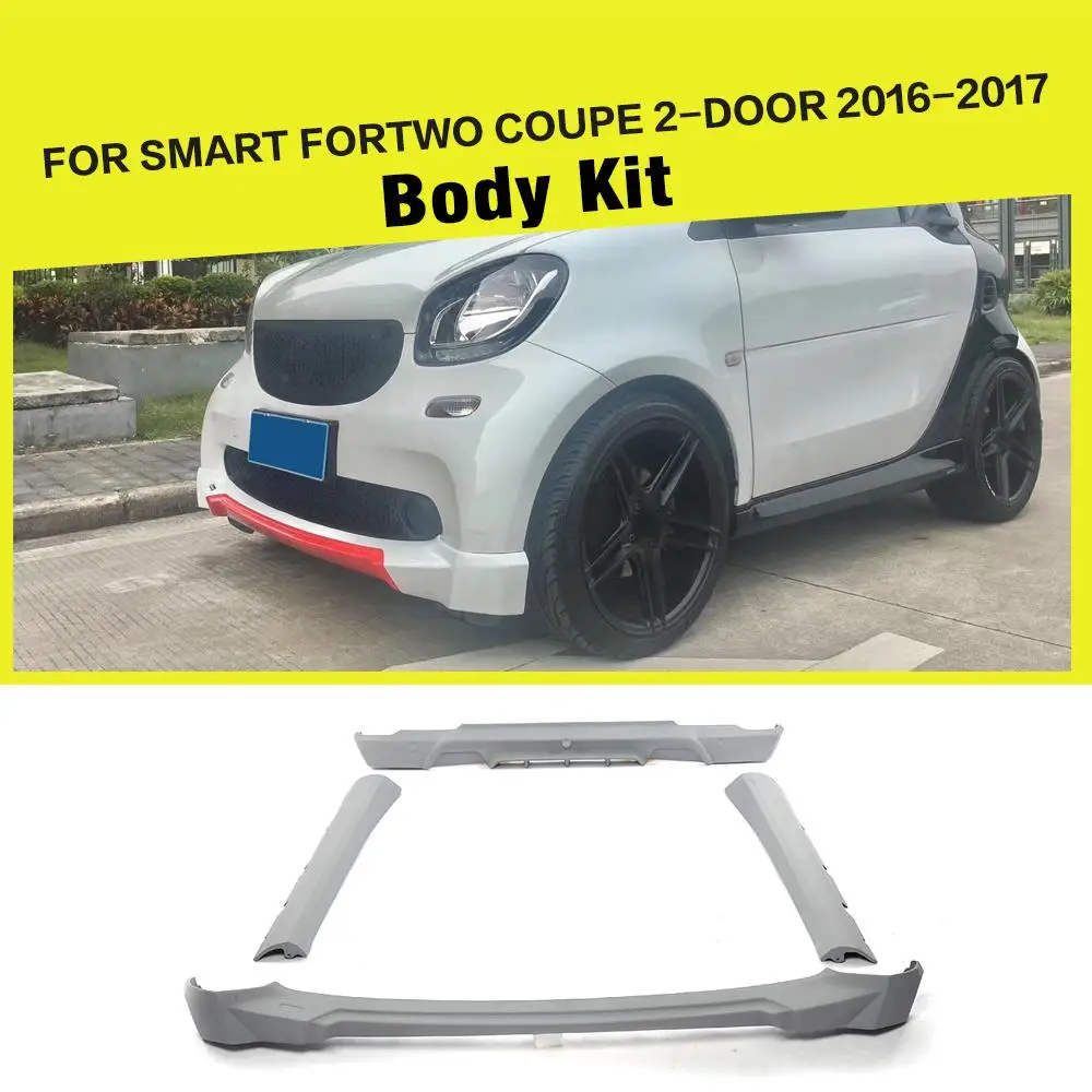 

PU Grey Auto Style Bumper Guard Aprons Body Kits for Smart Fortwo Coupe 2-Door 2016 2017