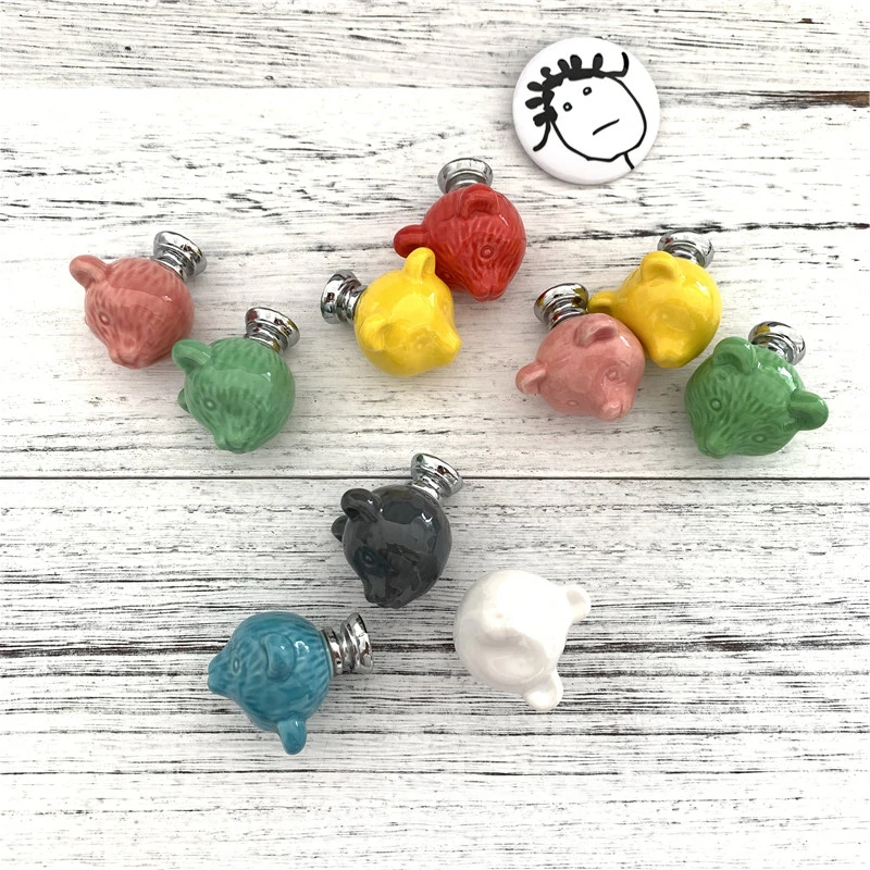 Керамические цветные ручки LCH в форме медведя фарфоровая ручка для