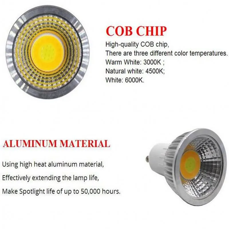 MR16 COB Светодиодная лампа 12V GU10 E27 9W 12W 15W 20W 25W теплый белый 2700K 3000K 4500k 6000k холодный