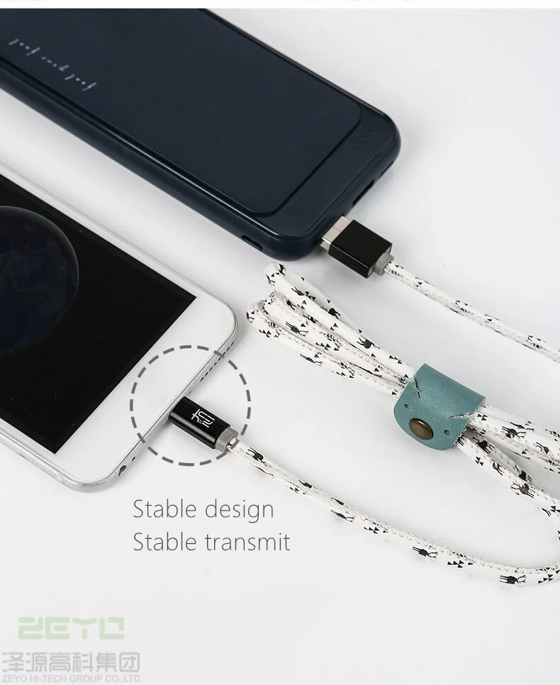 1m data transfer+fast charge cable,2.4A,stable and fast transfer,mini USB port and for iphone/ipad,unique design,multi-colors