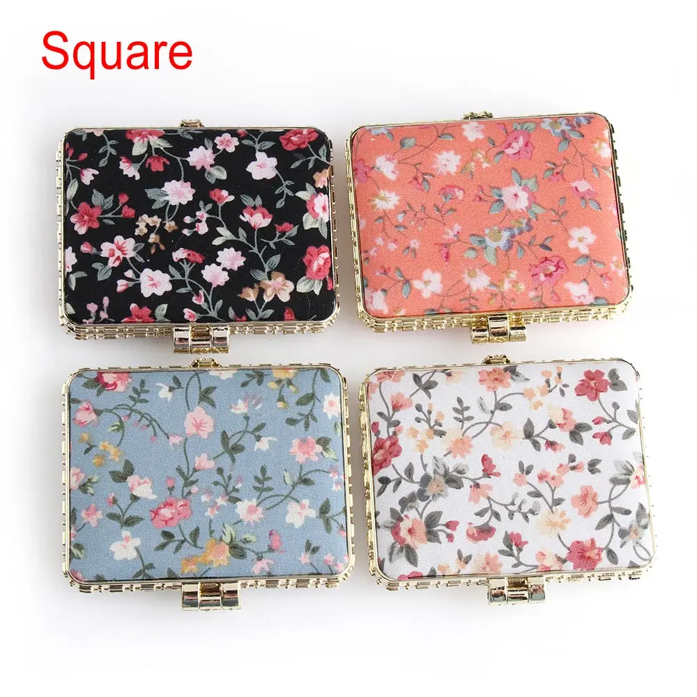 Square Случайный цвет! 1 шт портативное мини Винтажное зеркало для макияжа компактное карманное цветочное зеркало двустороннее складное зеркало для макияжа косметический инструмент - Цвет: Square