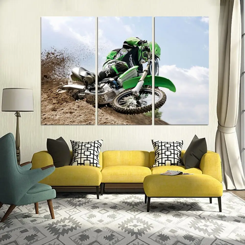 

Drop shipping 3 Panel printed painting Motorcycle Canvas Wall Art Picture Home Decoration Living Room Modern painting LS252