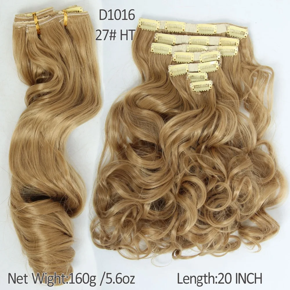 20inch 160g Curly Clip On Natural Hair Synthetic Styling in Extensions 6Piece Blonde Piece hair apply |
