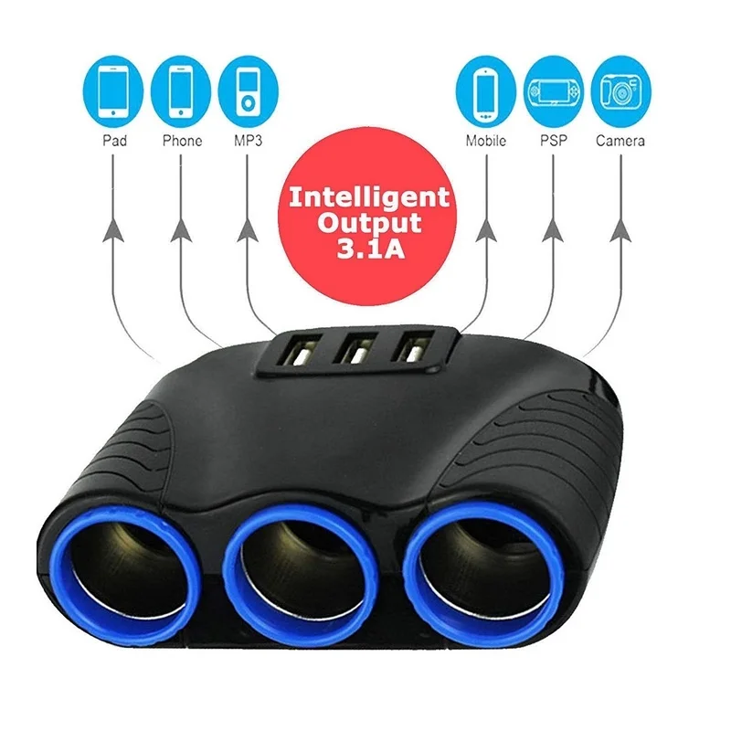 Авто USB Зарядное устройство сигарета концентратор подключаемый к гнезду
