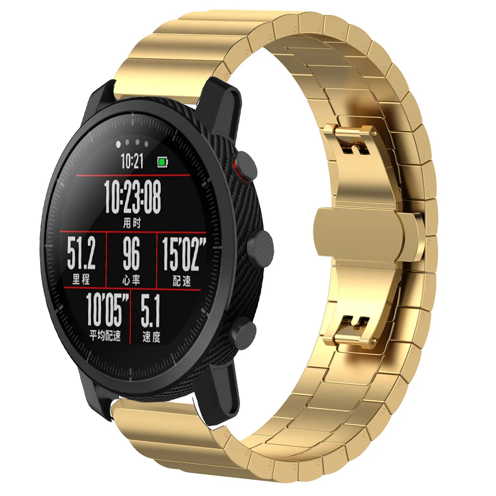 Часы-браслет для Xiaomi Amazfit, металлический ремешок из нержавеющей стали, ремешок Huami Amazfit Stratos, ремешок Amazfit pace, 2 ремешка, 22 мм