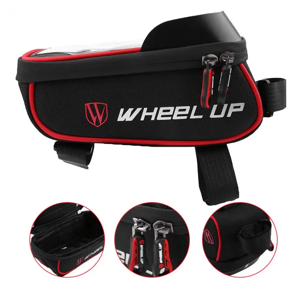 Черная велосипедная сумка на переднюю трубу чехол для телефона