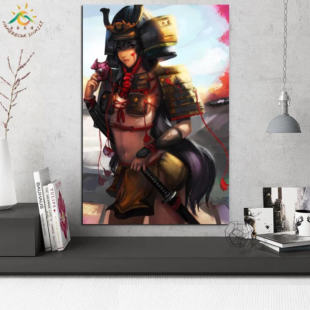 Девочка Самурай Броня Меч Современное Искусство На Стене Печати Поп Постеры И Печати Картина На Холсте Картины Для Гостиной.