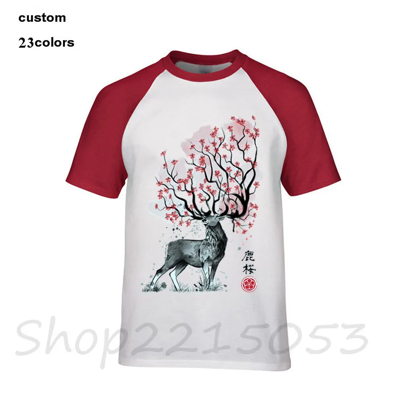 2018 модные уличные мужские футболки с оленем сакуры в стиле хип хоп новые