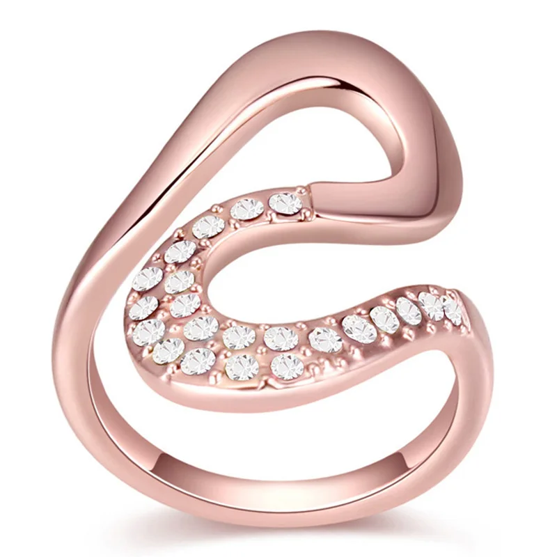 Роза Цвет Золотое кольцо с чешского хрусталя праздничные подарки для друзей