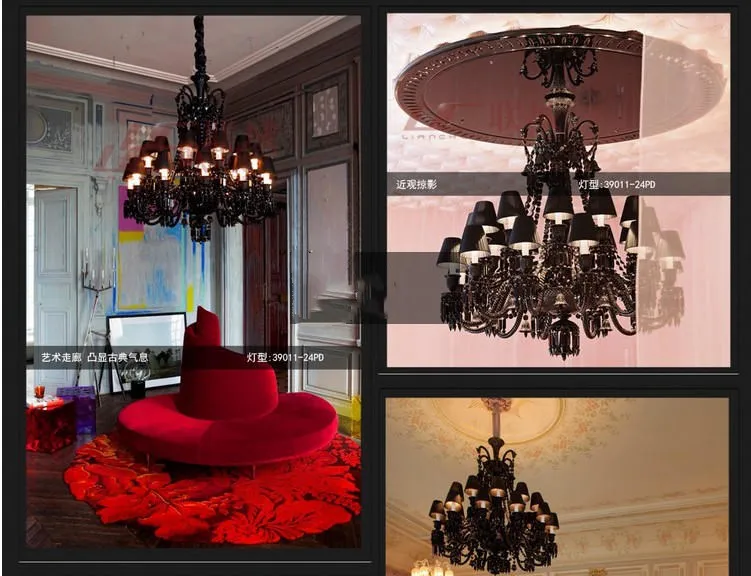 Бесплатная доставка большая люстра lustre light Villa античное черное стекло