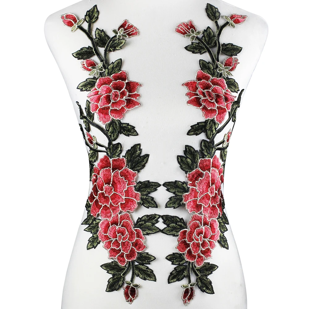 5 пар зеркало большой цветочной вышивкой аппликация кружева мотив плечо талии