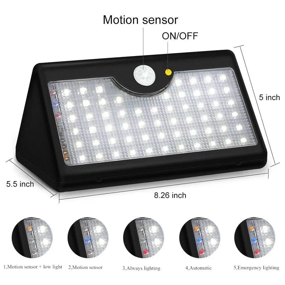 60leds led solar light ABS 1300LM outdoor lighting garden decoration lamp motion sensor powerful lights IP65 waterproof | Лампы и