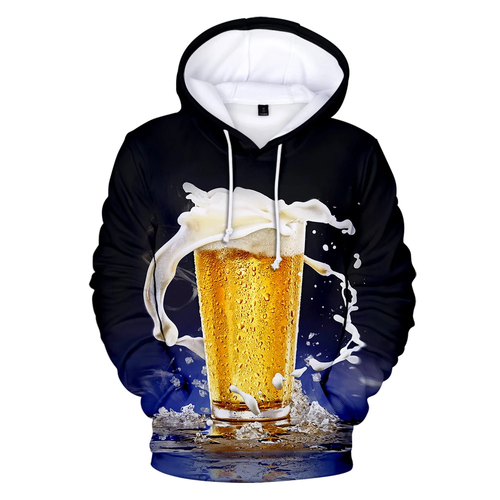 

Beer Hoodie Sweatshirt Funny 3D Print Casual Party wear Harajuku Long Sleeve Hip Hop Drink Beer Clothes 2019 Hooded for men