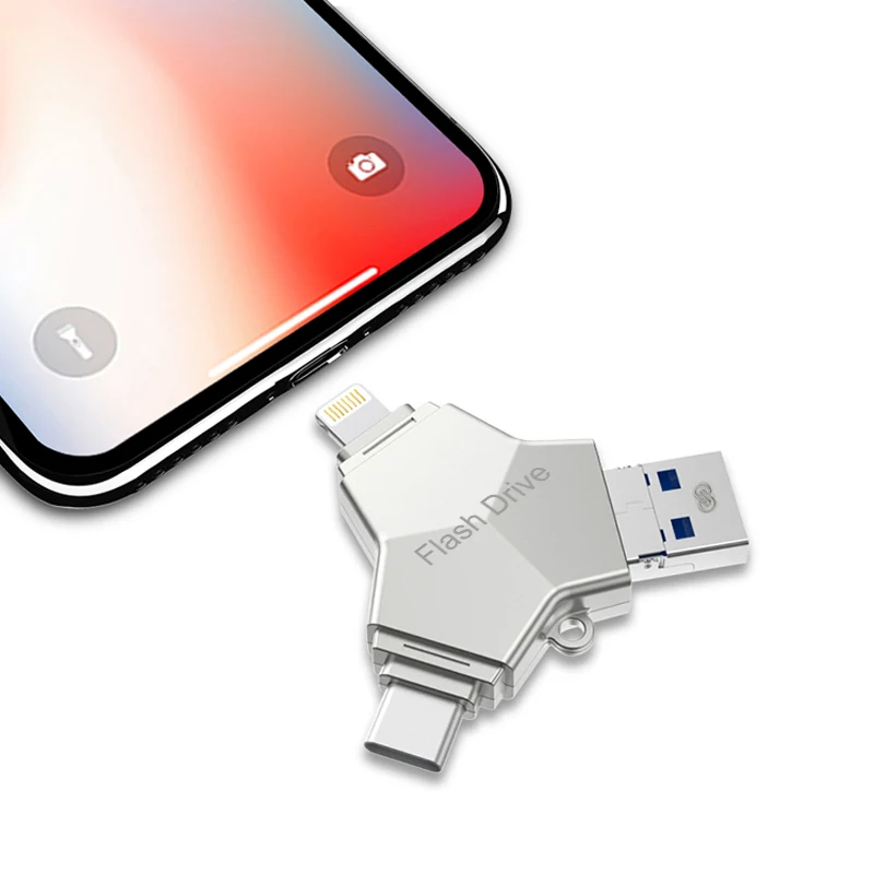 USB флеш-накопитель Kismo 4 в 1 металлический 3 0 для iphone X 8 7 Plus S8 S9 Note Android ПК | Компьютеры