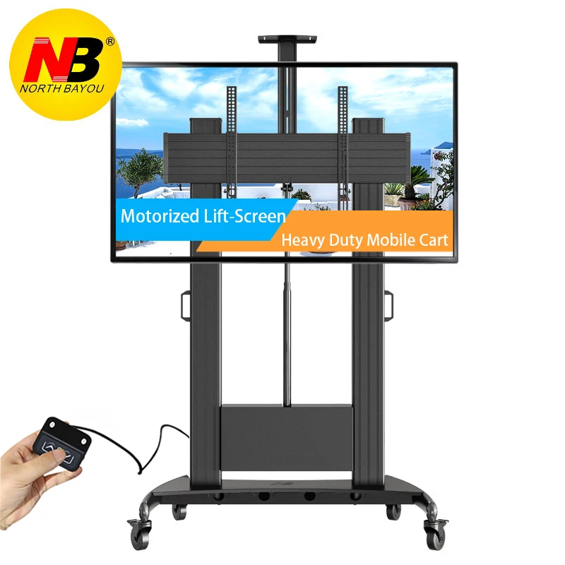 Koop NORTHBAYOU TW100 Gemotoriseerde Lift Screen Zware TV Mount Winkelwagen Past Meest 60-100 Inch Flat Panel LED LCD TV Laden 134kgs 300lb