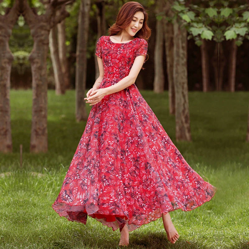 Женское платье с зеленым принтом богемное приталенное шифоновое праздничное