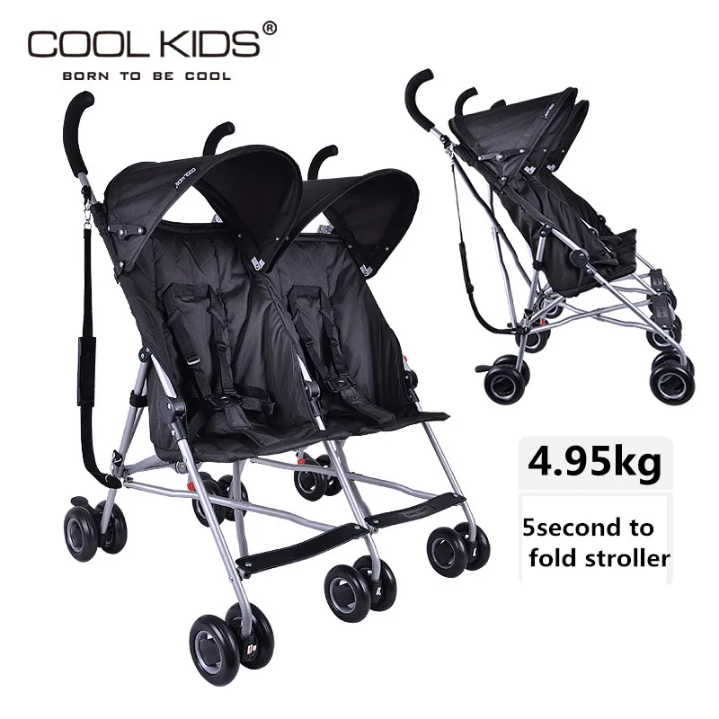 

2022 Super Light Twins Baby Stroller Coolkids Portable Car Umbrella Suspension Folding Twins Trolley Side By Side Carriage