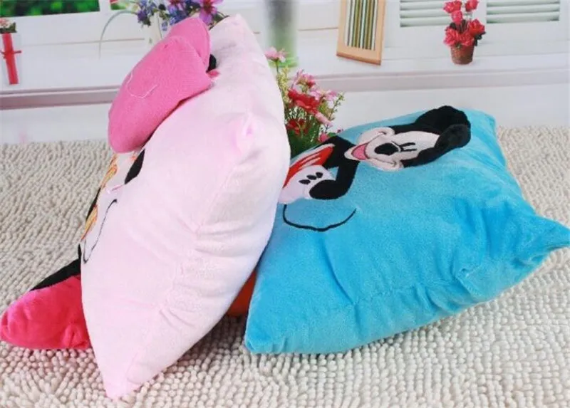 1 шт. 35 см 3D Микки Маус и Минни Маус плюшевая подушка Kawaii Микки и Минни мягкие Подарки для девочек/детей