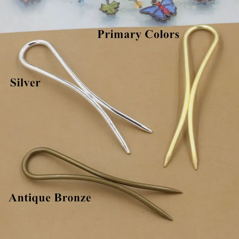 

10pcs/lot Hairpin Size 34x64MM 3Colors Copper Vintage Hair Sticks DIY Hair Jewelry Accessories findings