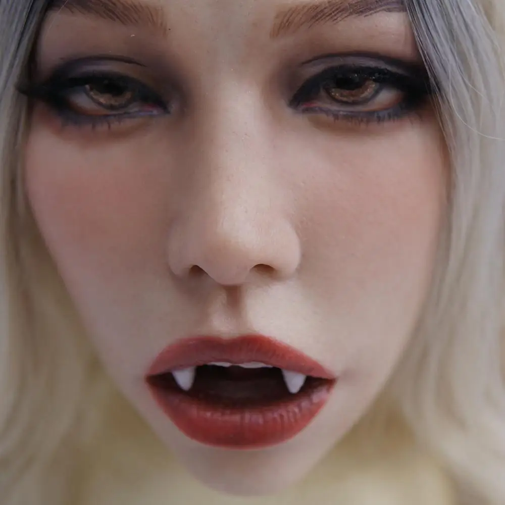 Poppy M) DMS ручная работа Мягкий Материал Силикон Полная Голова женский кроссдресс Косплей открытый рот вампира макияж маска с кляпом
