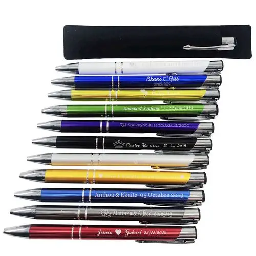 Mix colour and bag-A 10 шт Персонализированные Выгравированные Металлические Шариковые Ручки Персонализированные Свадебные сувениры Свадебный подарок для шоу индивидуальный рекламный подарок - Цвет: Mix colour and bag-A