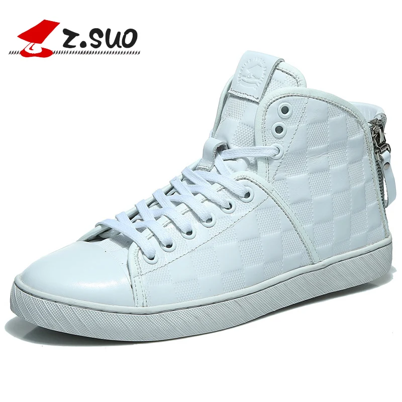 Zsuo men's autumn and winter trend high casual shoes high-top the latest popular fashion male leather ZS7901 | Обувь