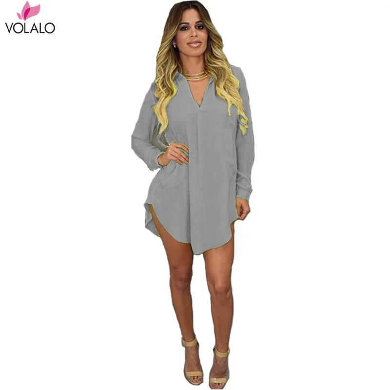 Topjini Plus Size 5XL Casual Dresses 2019 Spring Women Long Sleeve V-neck Loose Chiffon Dress 4XL XXXL XXL Big Female | Женская одежда