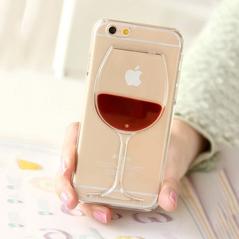 Для iPhone 7 для 4 4S 5 5S SE 5C 6 6S Plus жидкий зыбучий песок красное вино Прозрачный чехол