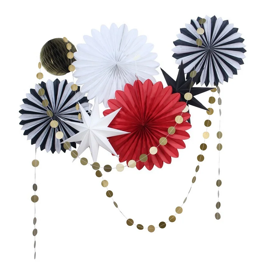 style 2 New Orange Set Paper Crafts Home Hanging Decoration Party Birthday Wedding Baby Shower Sunshine Bright Color Paper Fan - Цвет: style 2