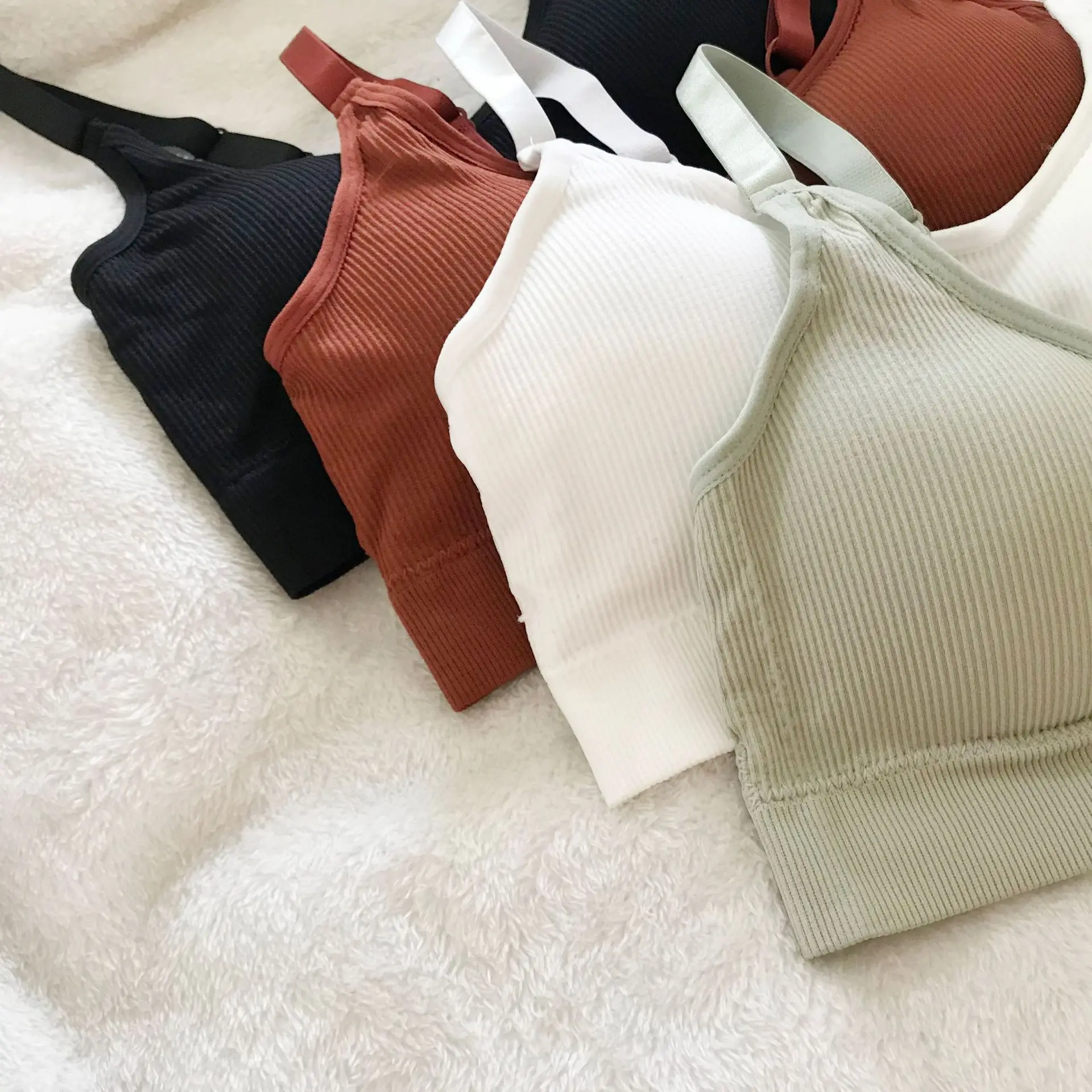 Women Knitted Ribbed Sexy Tank Top Crop Tops Sleeveless Solid Hollow Out Vest Camisole Camis Backless Bralette