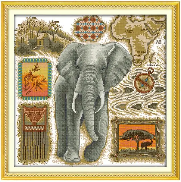 Elephant Набор для вышивания крестиком в африканском стиле, 11 карат, 14 карат, тигр, слон, жирафы, наборы для вышивания, рукоделие - Цвет: Elephant