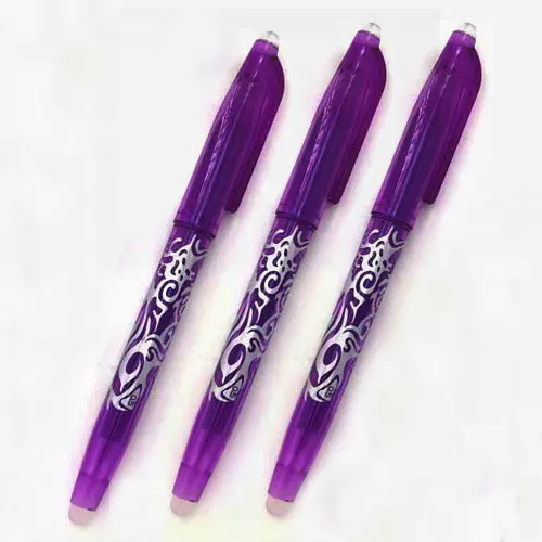 3PCS purple 1 шт или 3 шт стираемая ручка стержень стираемая шариковая ручка ручки цветные чернила 0,5 мм шариковая ручка для школы офисные канцелярские принадлежности - Цвет: 3PCS purple