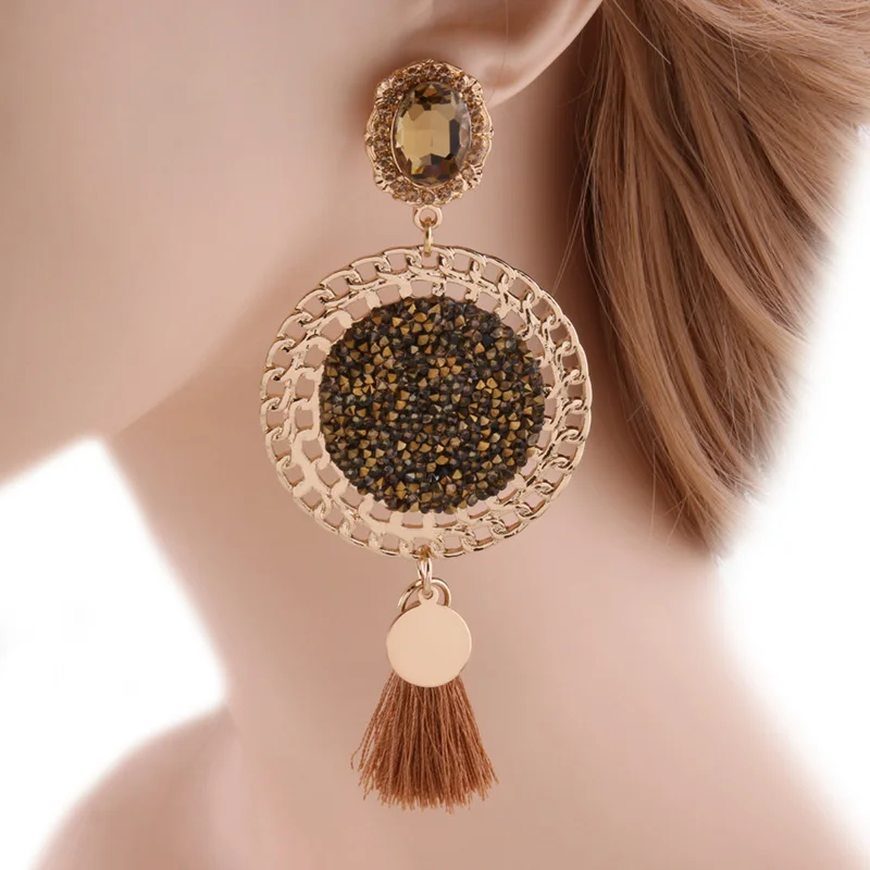 Богемный Браслет NeeFu WoFu подвеска Золотые Большие серьги сверкающие большая