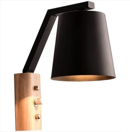 Креативное деревянное железное настенное бра с переключателем современные